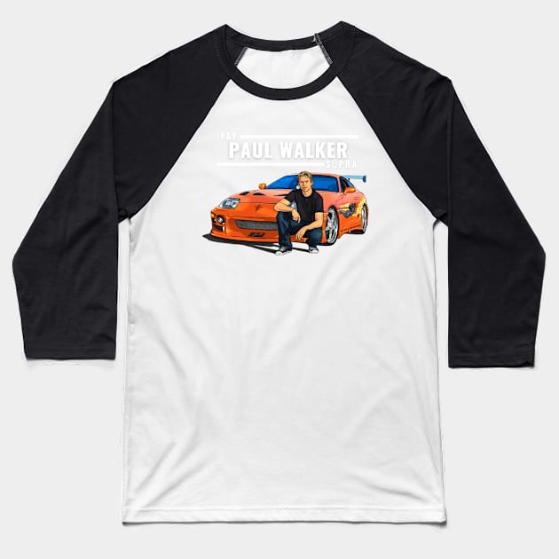 Paul walker's supra { Brian's supra } Baseball T-Shirt by MOTOSHIFT